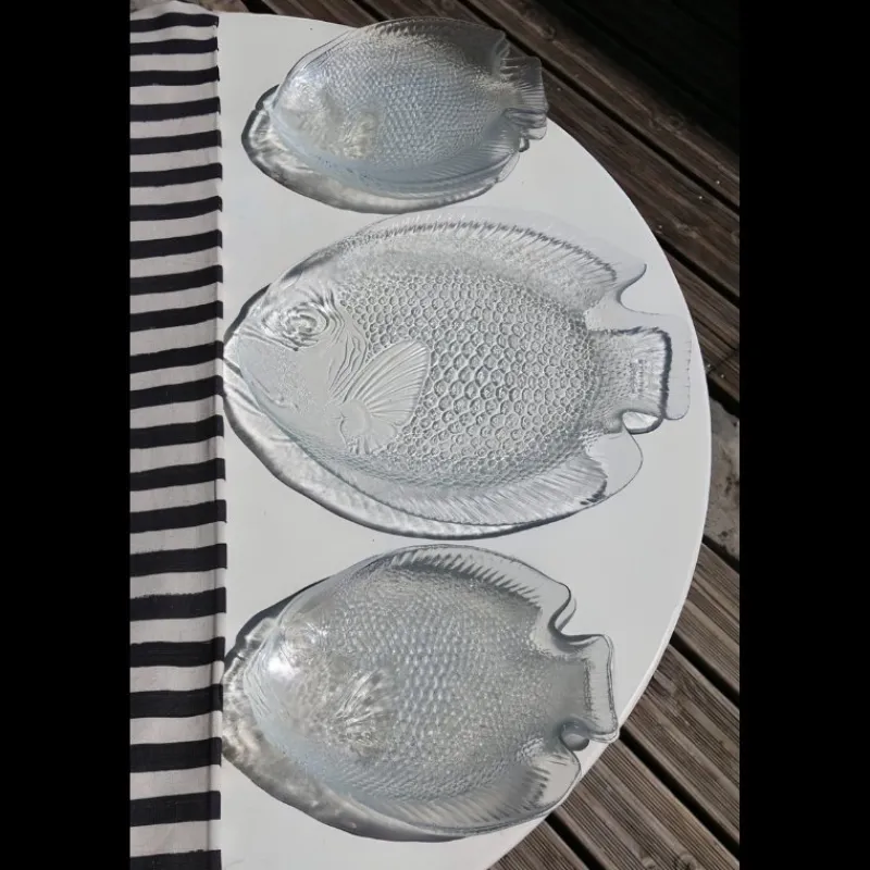 Pamono Vintage Fish Service from Arcoroc, France, 1970s, Set of 9> Serving Dishes