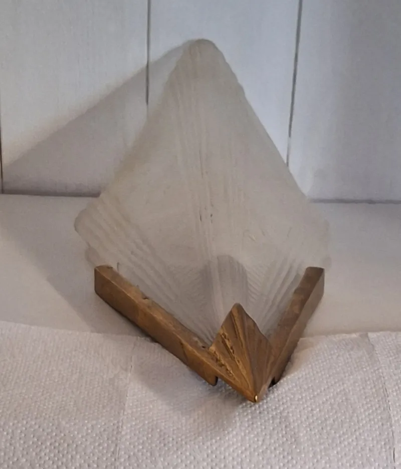 Clearance Pamono Vintage Flat Brass Wall Lamp with Relief Glass Shade, 1980s