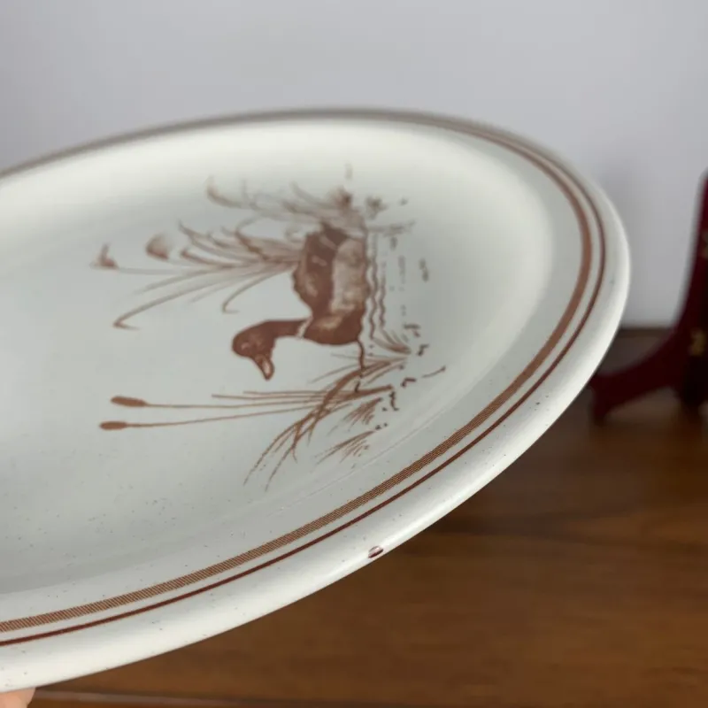 Hot Pamono Vintage Flat Plate Set with Duck Pattern & Red-Brown Trim from Churchill England, 1990s, Set of 6