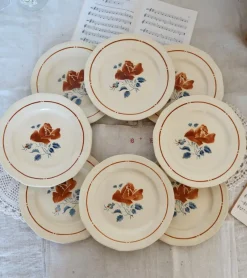 Pamono Vintage Flat Plates in Earthenware from Sarreguemines, 1980s, Set of 8><noscript><img width=