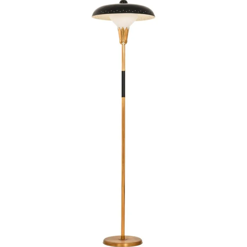 Sale Pamono Vintage Floor Lamp in Opaline Glass and Lacquered Metal, 1950s