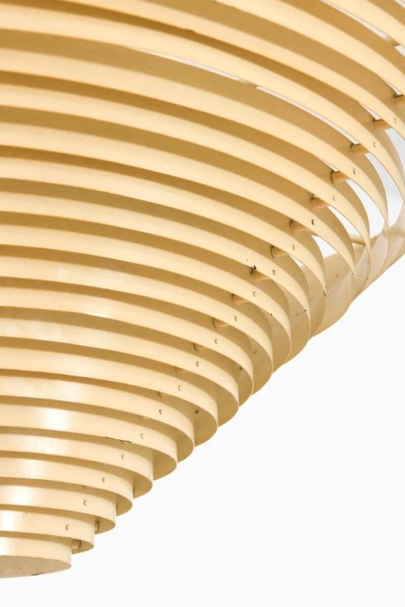 Pamono Vintage Flush Mount in White Lacquered Metal by Alvar Aalto, 1950s> Ceiling Lights
