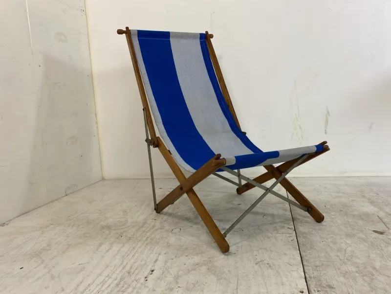 Pamono Vintage Foldable Campaign Garden Beach Chair, 1940s> Garden Seating