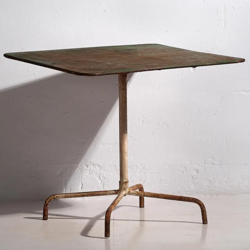 Pamono Vintage Folding Garden Table with Green Patina, 1920> Garden Tables