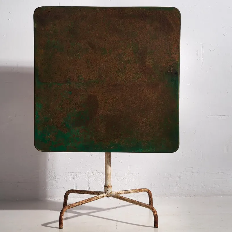 Pamono Vintage Folding Garden Table with Green Patina, 1920> Garden Tables