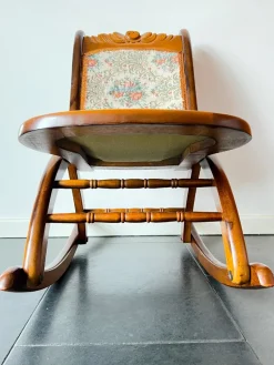 Pamono Vintage Folding Rocking Chair with Gobelin, 1950s><noscript><img width=