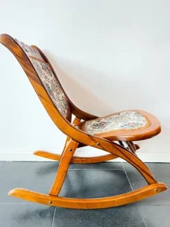 Pamono Vintage Folding Rocking Chair with Gobelin, 1950s><noscript><img width=