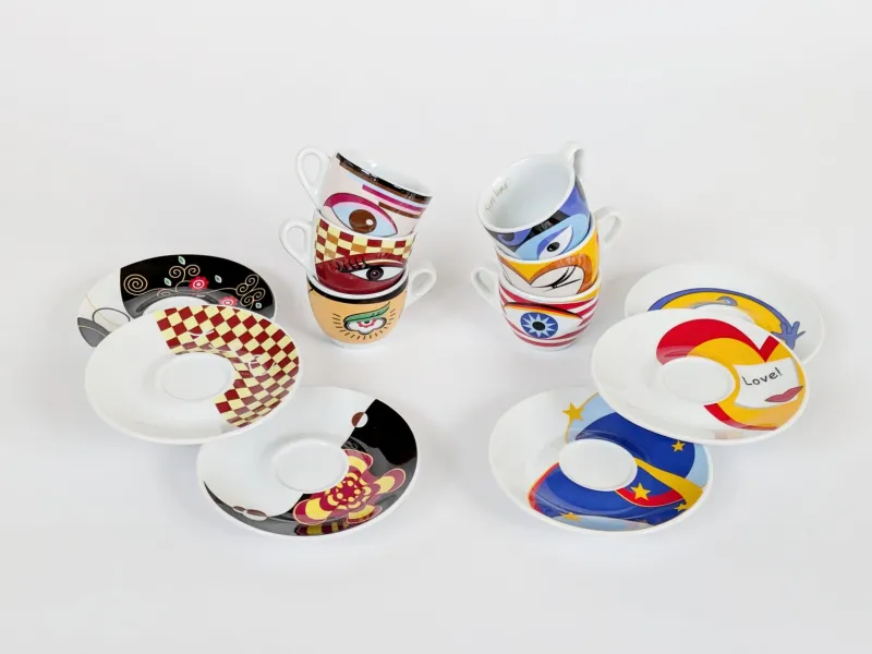 Pamono Vintage Free Time Espresso Set by Karim Rashid, 1980s, Set of 12> Coffee & Tea Service