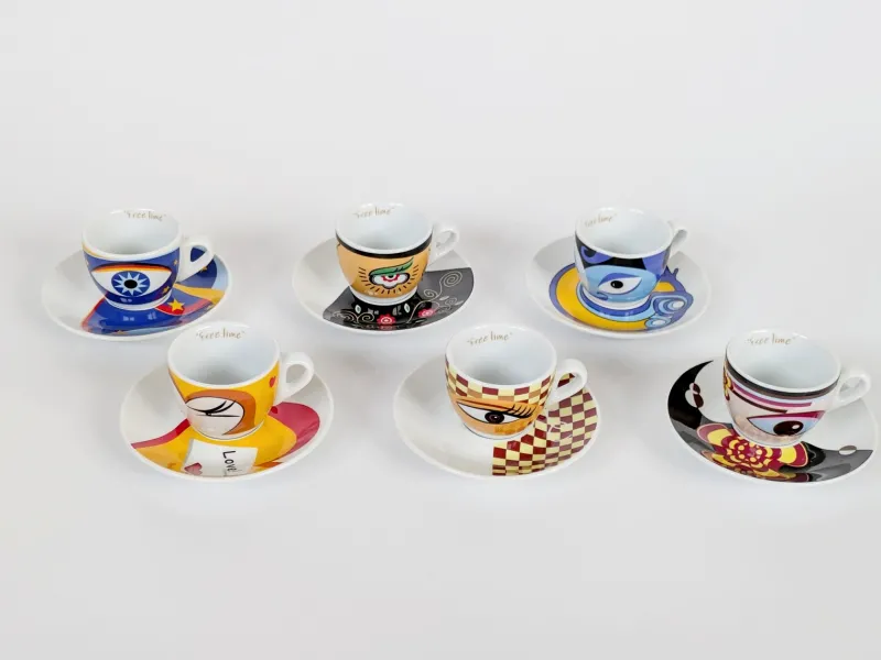 Pamono Vintage Free Time Espresso Set by Karim Rashid, 1980s, Set of 12> Coffee & Tea Service