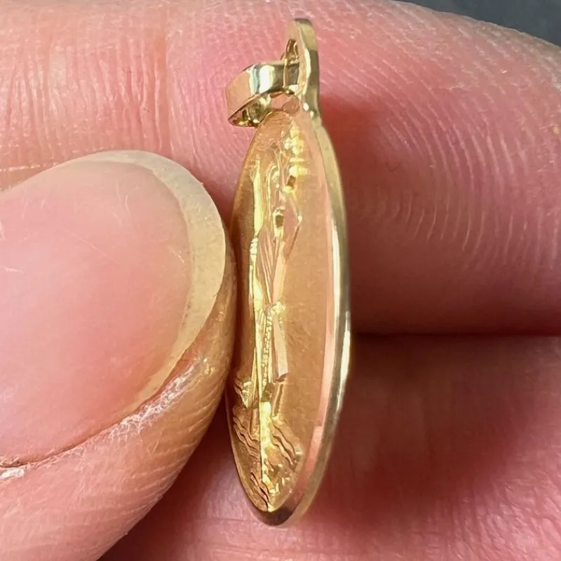Clearance Pamono Vintage French 18 Karat Yellow Gold Saint Christopher Charm Pendant Medal, 1950s