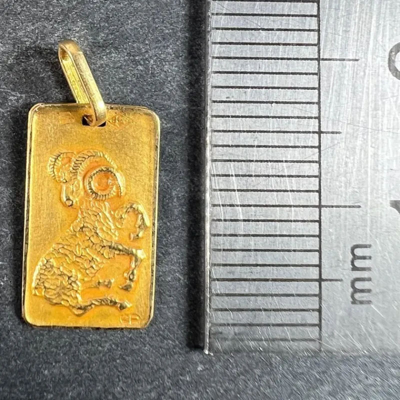 Pamono Vintage French 18 Karat Yellow Gold Aries Zodiac Charm Pendant, 1960s> Necklaces