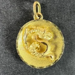 Pamono Vintage French 18 Karat Yellow Gold Capricorn Zodiac Charm Pendant, 1960s> Necklaces