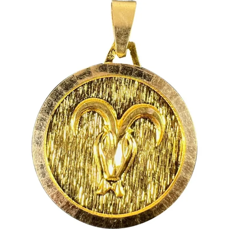 Pamono Vintage French 18 Karat Yellow Gold Zodiac Aries Charm Pendant, 1970s> Necklaces
