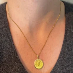 Pamono Vintage French 18 Karat Yellow Gold Zodiac Aries Charm Pendant, 1970s><noscript><img width=