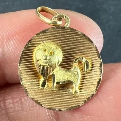 Sale Pamono Vintage French 18 Karat Yellow Gold Leo Zodiac Charm Pendant, 1960s