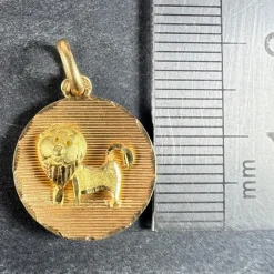 Sale Pamono Vintage French 18 Karat Yellow Gold Leo Zodiac Charm Pendant, 1960s