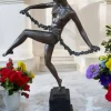 Sale Pamono Vintage French Art Deco Bronze Lady Dancer Figurine, Large Antique, Pierre Faguays, 1920s