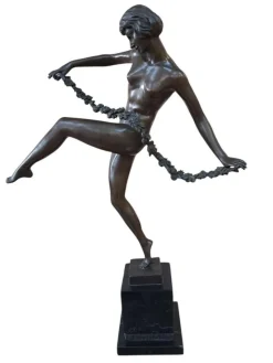 Sale Pamono Vintage French Art Deco Bronze Lady Dancer Figurine, Large Antique, Pierre Faguays, 1920s