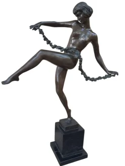 Sale Pamono Vintage French Art Deco Bronze Lady Dancer Figurine, Large Antique, Pierre Faguays, 1920s
