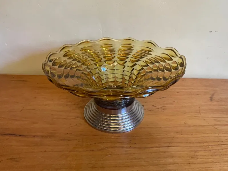 Pamono Vintage French Art Deco Glass Bowl, 1930s> Bowls
