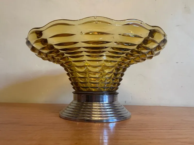 Pamono Vintage French Art Deco Glass Bowl, 1930s> Bowls