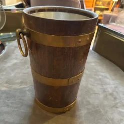 Pamono Vintage French Art Deco Oak and Copper Wine Cooler by Geraud Lafitte, 1940s><noscript><img width=