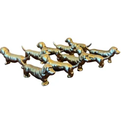 Pamono Vintage French Art Deco Silvered Metal Dachshund Knife Rests, 1930, Set of 10> Cutlery & Serving Utensils