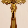 Pamono Vintage French Art Deco Two Tone Brass Crucifix by E. Hoffer, 1930s> Wall Decor