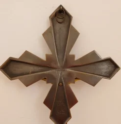Pamono Vintage French Art Deco Two Tone Brass Crucifix by E. Hoffer, 1930s><noscript><img width=