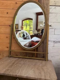 Clearance Pamono Vintage French Art Deco Vanity Table in Brass and Marble, 1940s
