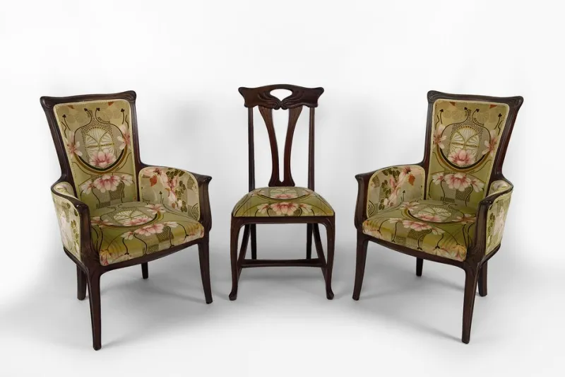 Pamono Vintage French Art Nouveau Salon Set by Eugéne Gaillard, 1900, Set of 3> Living Room Sets
