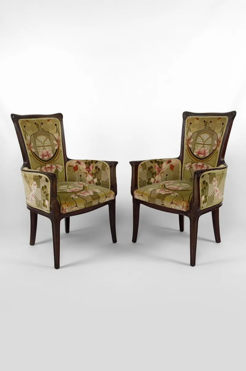 Pamono Vintage French Art Nouveau Salon Set by Eugéne Gaillard, 1900, Set of 3> Living Room Sets