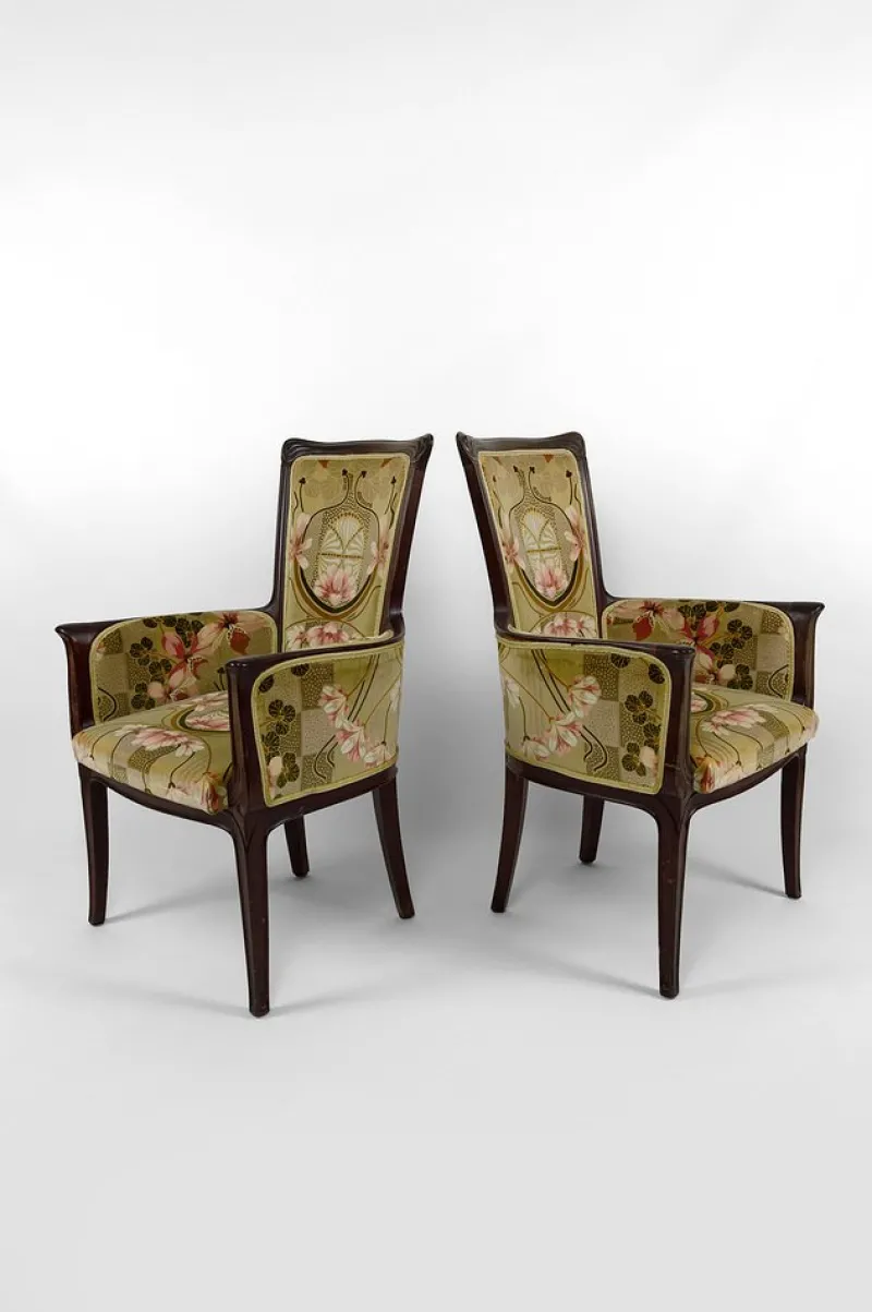 Pamono Vintage French Art Nouveau Salon Set by Eugéne Gaillard, 1900, Set of 3> Living Room Sets