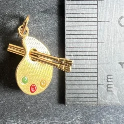 Pamono Vintage French Artists Palette 18k Yellow Gold Enamel Charm Pendant, 1960s><noscript><img width=