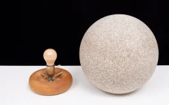 Pamono Vintage French Ball Lamp on Pine Base, 1970><noscript><img width=