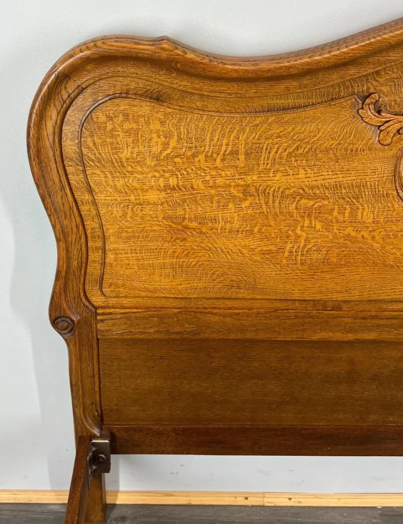 Pamono Vintage French Bed Frame in Oak