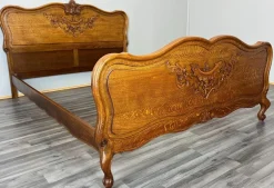 Pamono Vintage French Bed Frame in Oak