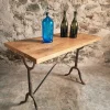 Pamono Vintage French Bistro Table with Oak Top, 1960s