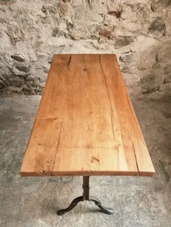 Pamono Vintage French Bistro Table with Oak Top, 1960s