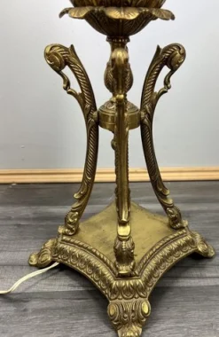 Online Pamono Vintage French Brass and Painted Porcelain Column Floor Lamp