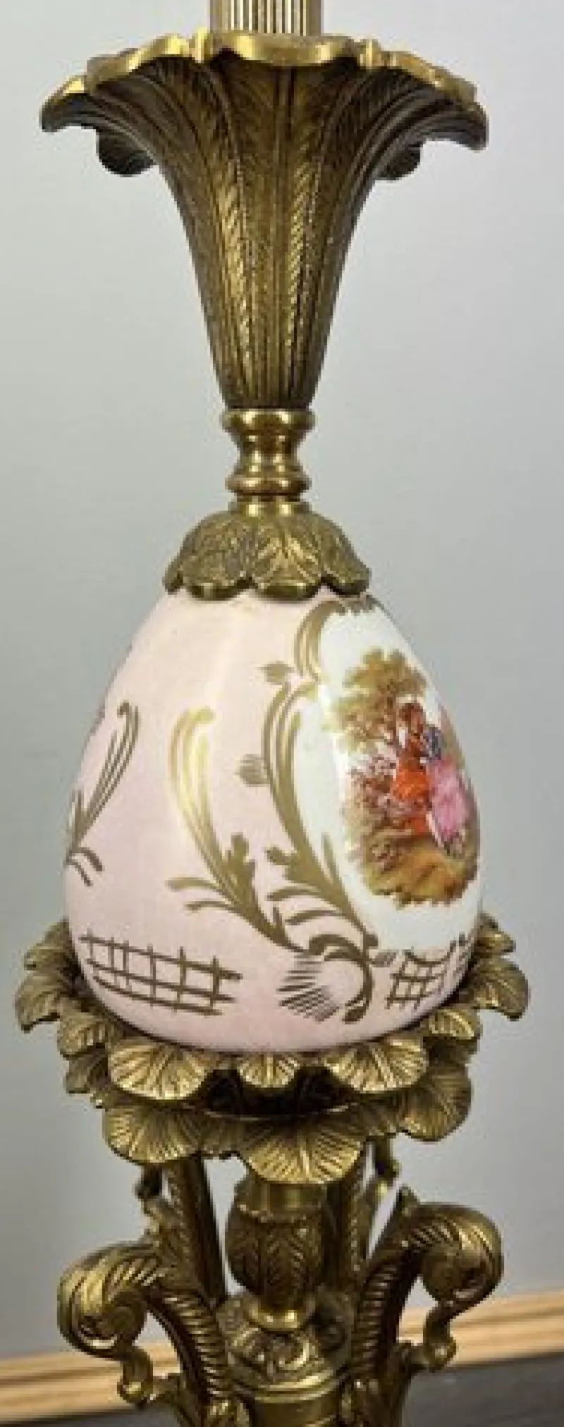 Online Pamono Vintage French Brass and Painted Porcelain Column Floor Lamp