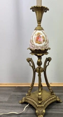 Online Pamono Vintage French Brass and Painted Porcelain Column Floor Lamp