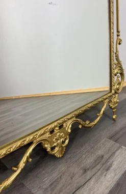 Pamono Vintage French Brass Console Table with Marble Top and Mirror, Set of 2><noscript><img width=