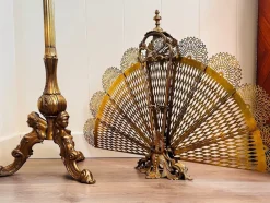 Hot Pamono Vintage French Brass Fan Firescreen