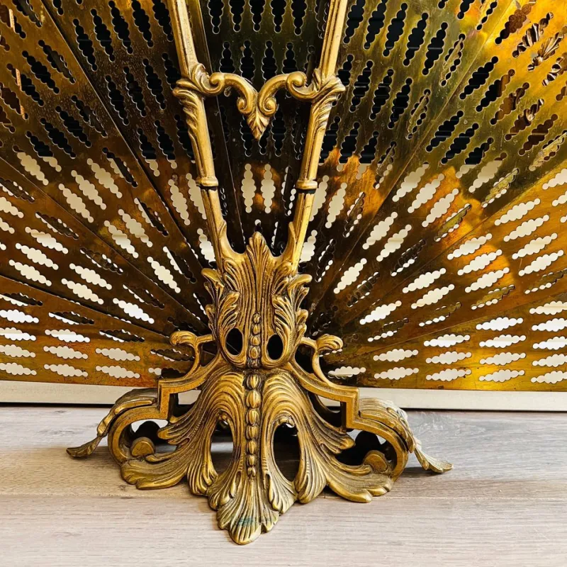 Hot Pamono Vintage French Brass Fan Firescreen