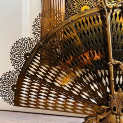 Hot Pamono Vintage French Brass Fan Firescreen