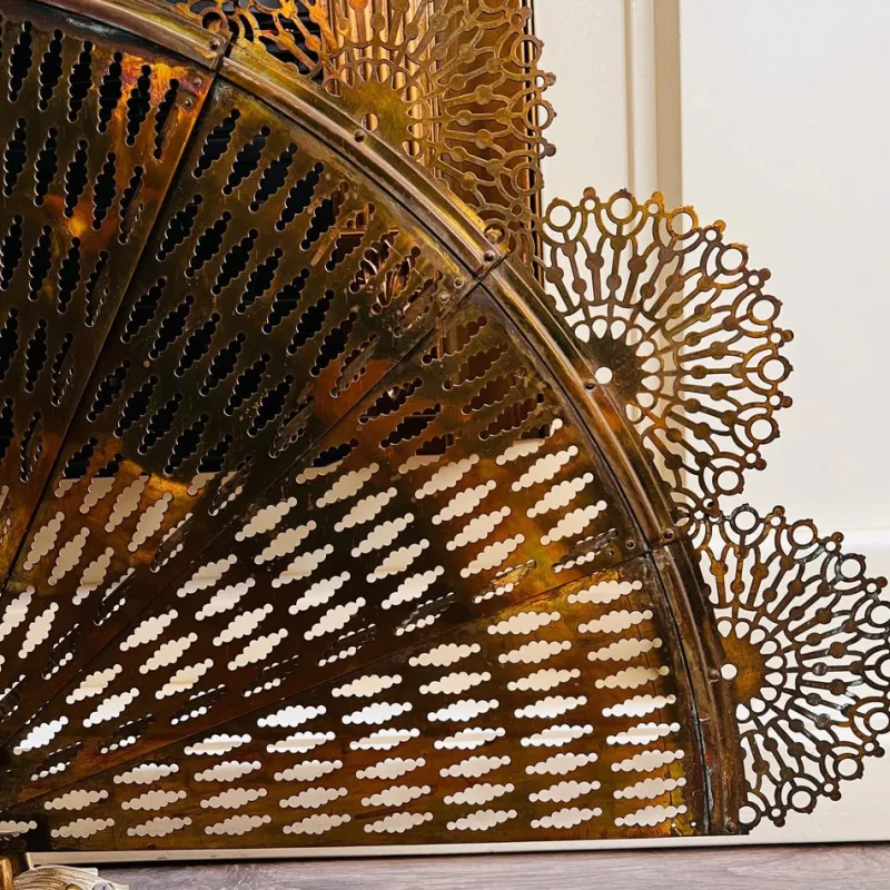 Hot Pamono Vintage French Brass Fan Firescreen