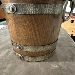 Clearance Pamono Vintage French Brutalist Wine Cooler in Oak and Wrought Iron, 1970s