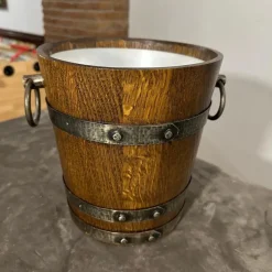 Clearance Pamono Vintage French Brutalist Wine Cooler in Oak and Wrought Iron, 1970s