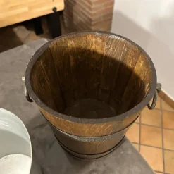 Clearance Pamono Vintage French Brutalist Wine Cooler in Oak and Wrought Iron, 1970s
